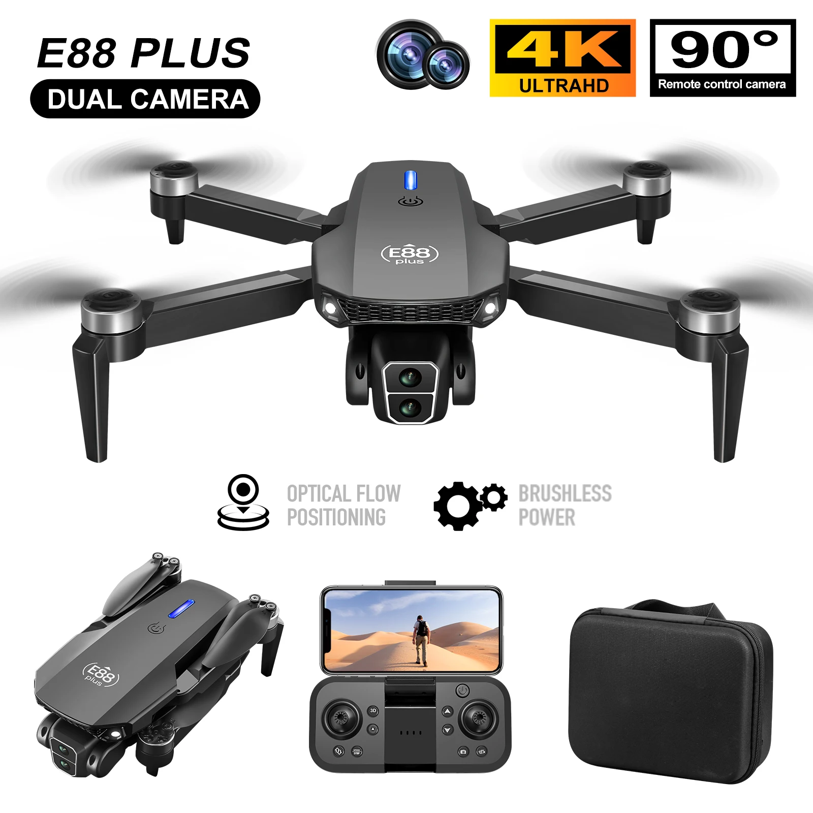 New E88 Plus Quadcopter Drone: - Rc Helicopter Electric ulasan dan harga